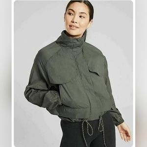 Athleta Black Canopy Parachute Jacket Short  - Mountain Olive Size Large